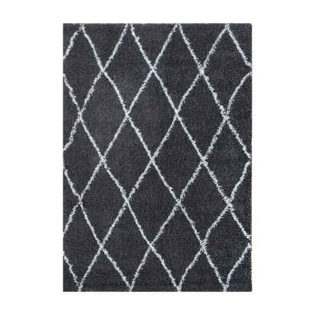 Tapis THEA anthracite motif losange 80x140 cm