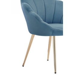 Fauteuil CORAIL velours bleu avec piétement doré