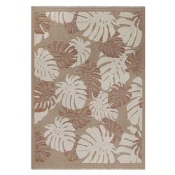 Tapis d'extérieur MOOREA terracotta et blanc aspect jute 120x170cm