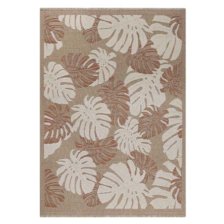 Tapis d'extérieur MOOREA terracotta et blanc aspect jute 120x170cm