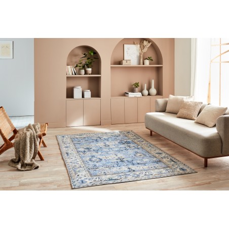 Tapis ERA bleu motif floral 200x290 cm