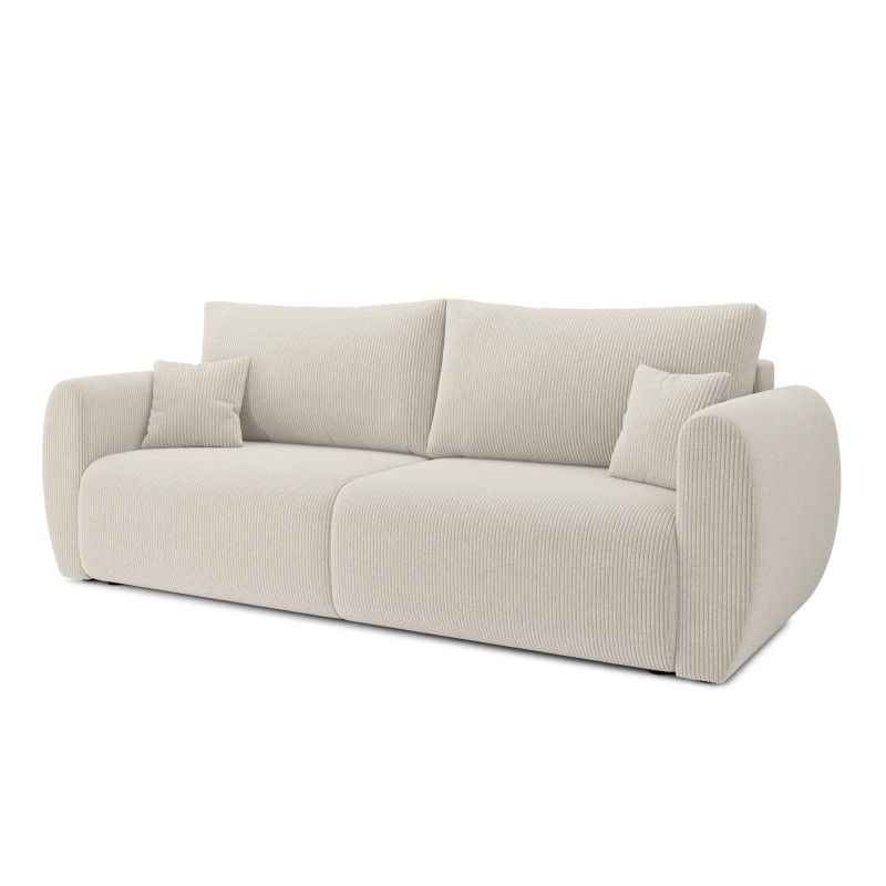 Canapé droit REFA convertible velours côtelé beige 3 places