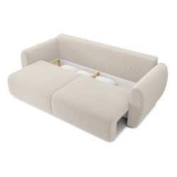Canapé droit REFA convertible velours côtelé beige 3 places