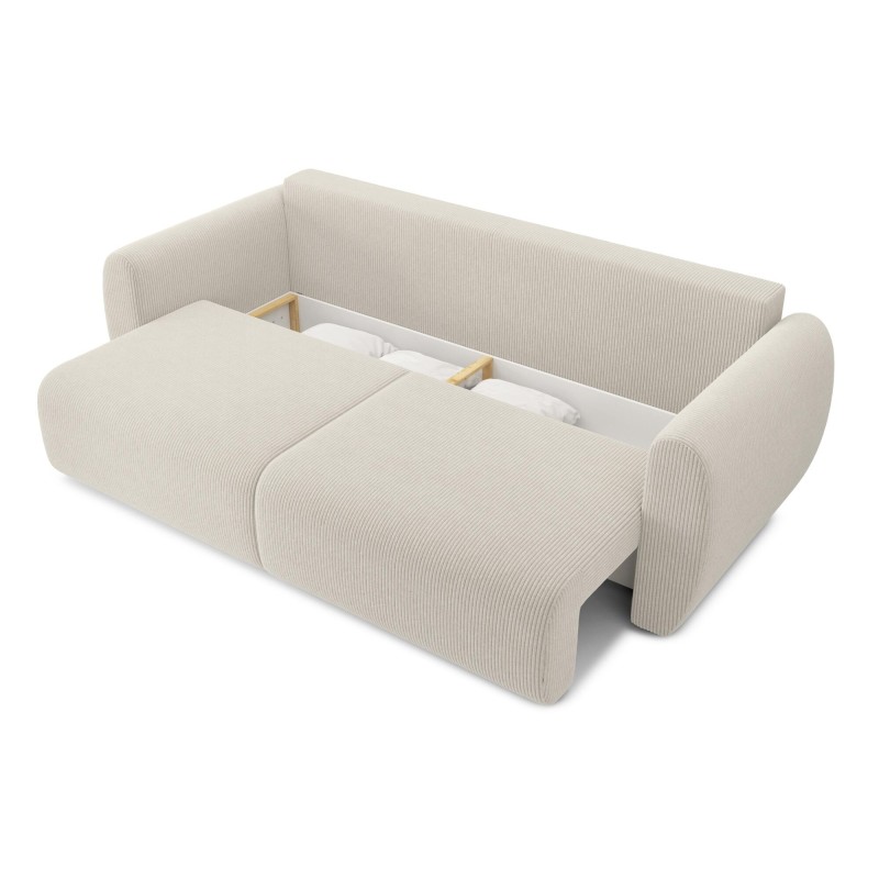 Canapé droit REFA convertible velours côtelé beige 3 places