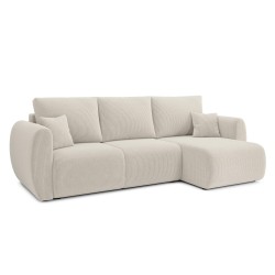 Canapé d'angle REFA convertible velours côtelé beige 4 places