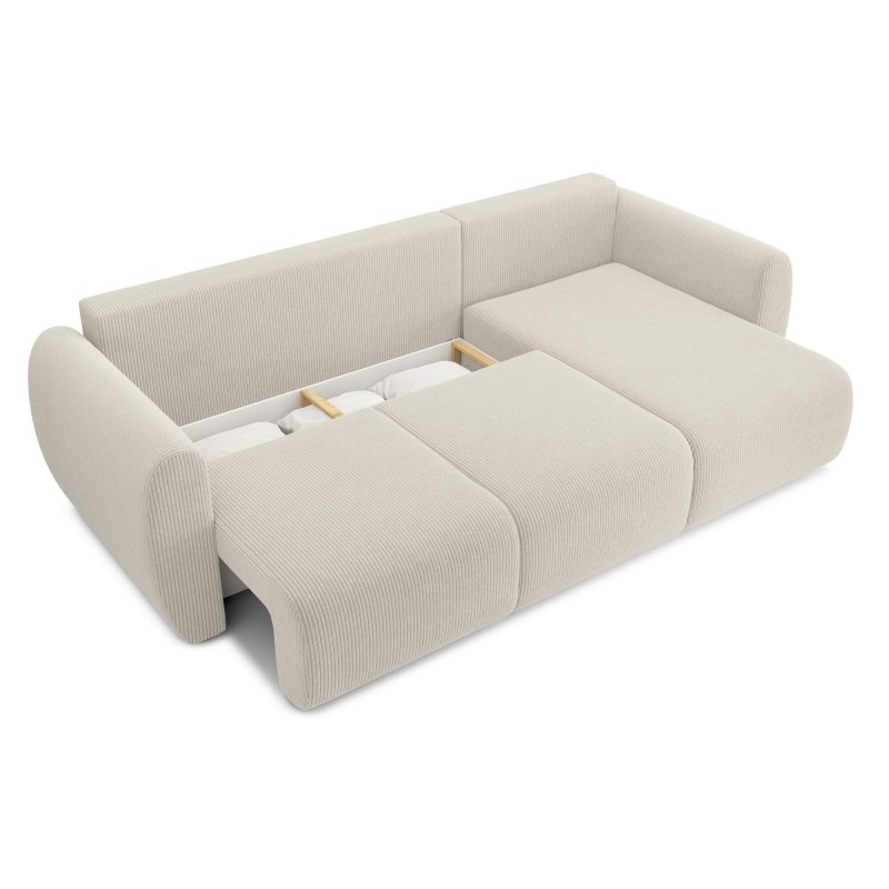 Canapé d'angle REFA convertible velours côtelé beige 4 places