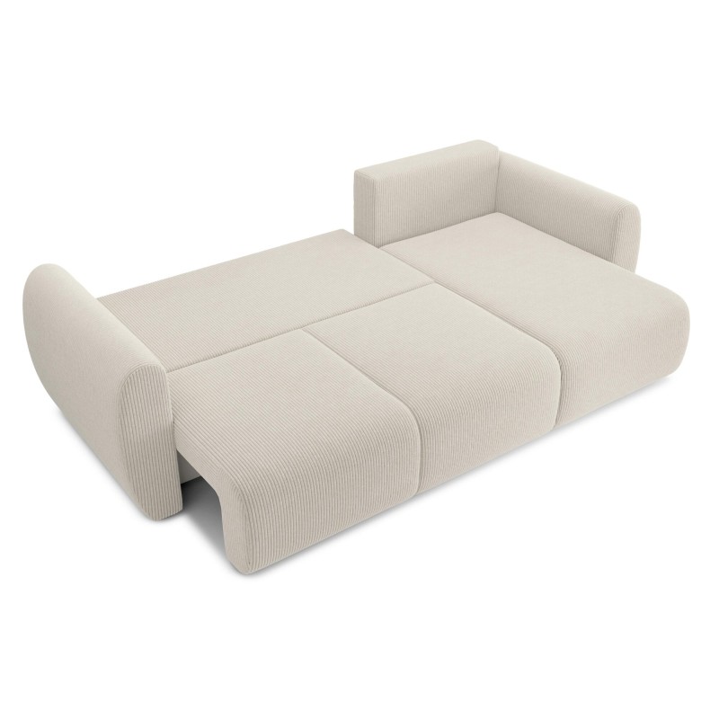 Canapé d'angle REFA convertible velours côtelé beige 4 places