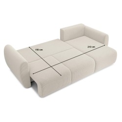 Canapé d'angle REFA convertible velours côtelé beige 4 places