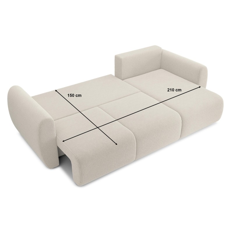 Canapé d'angle REFA convertible velours côtelé beige 4 places