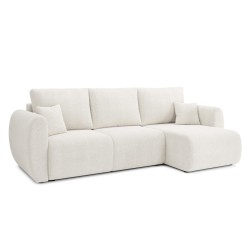 Canapé d'angle REFA convertible tissu bouclette blanc 4 places