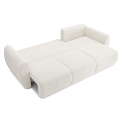 Canapé d'angle REFA convertible tissu bouclette blanc 4 places