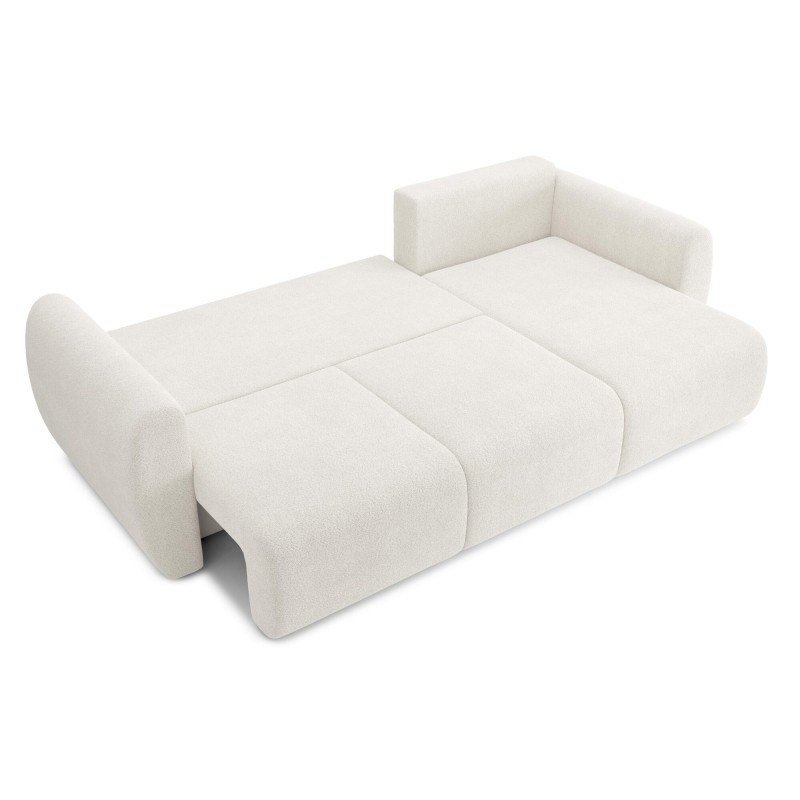 Canapé d'angle REFA convertible tissu bouclette blanc 4 places