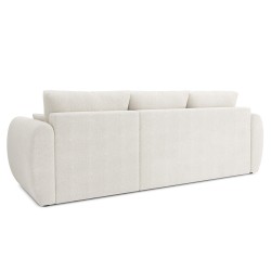 Canapé d'angle REFA convertible tissu bouclette blanc 4 places