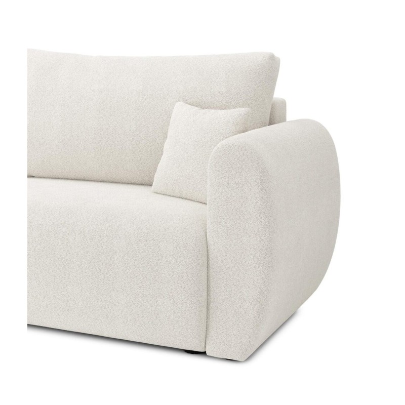 Canapé d'angle REFA convertible tissu bouclette blanc 4 places