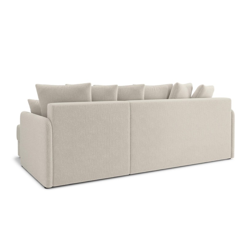 Canapé d'angle LUKA convertible velours côtelé beige 4 places