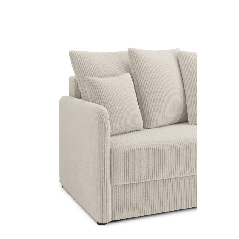 Canapé d'angle LUKA convertible velours côtelé beige 4 places