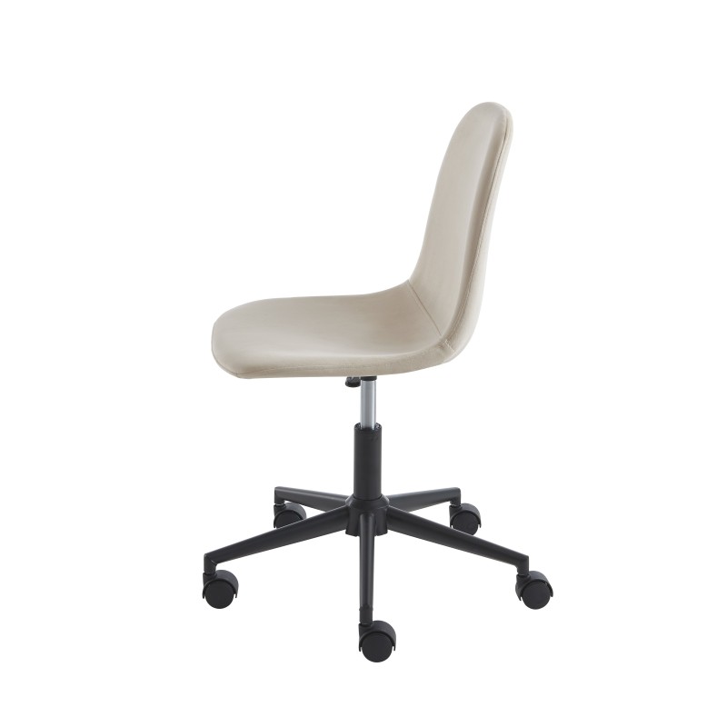 Chaise de bureau LENA velours beige 5 roulettes