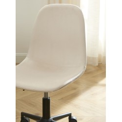 Chaise de bureau LENA velours beige 5 roulettes