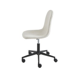 Chaise de bureau LENA tissu bouclette écru 5 roulettes