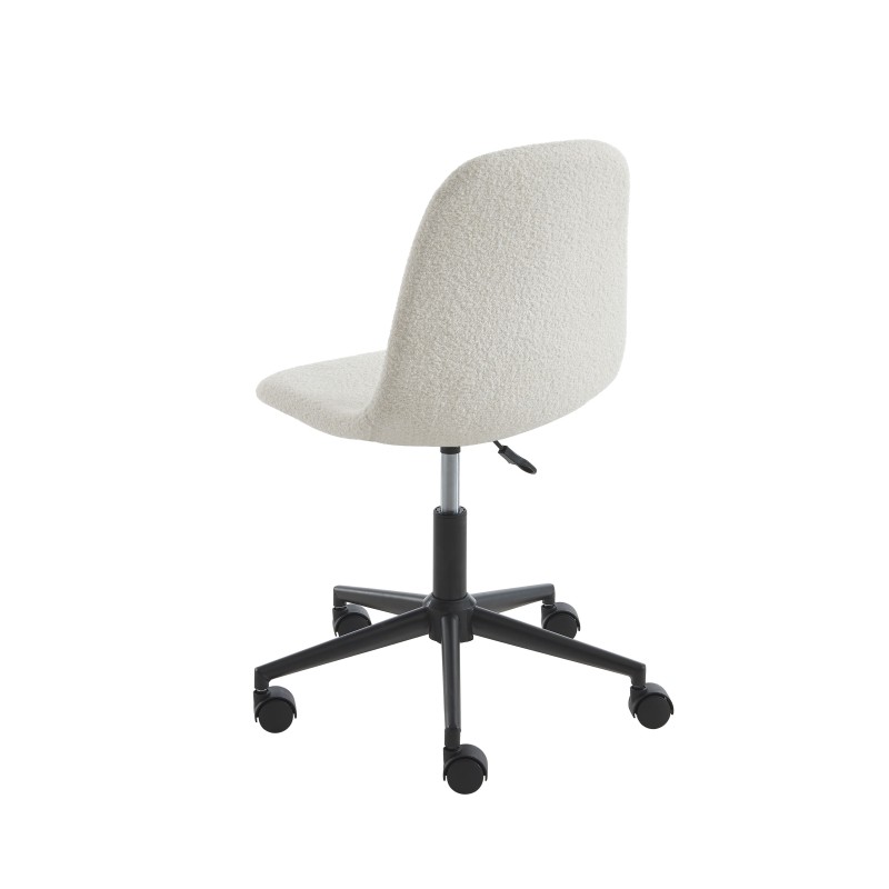 Chaise de bureau LENA tissu bouclette écru 5 roulettes
