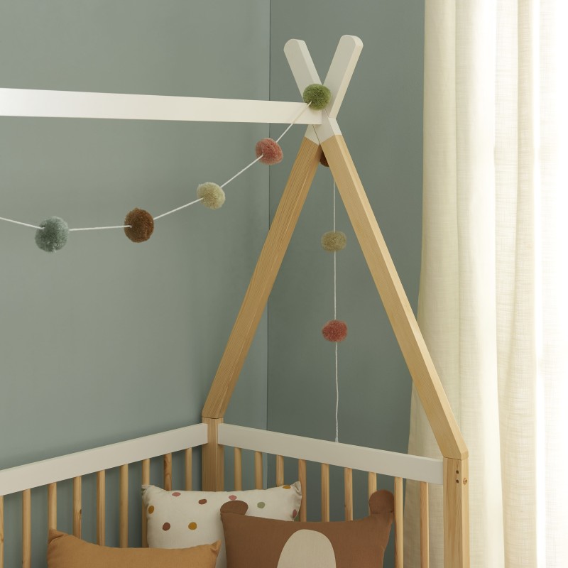Lit bébé TIPI pin et blanc 70x140 sommier inclus