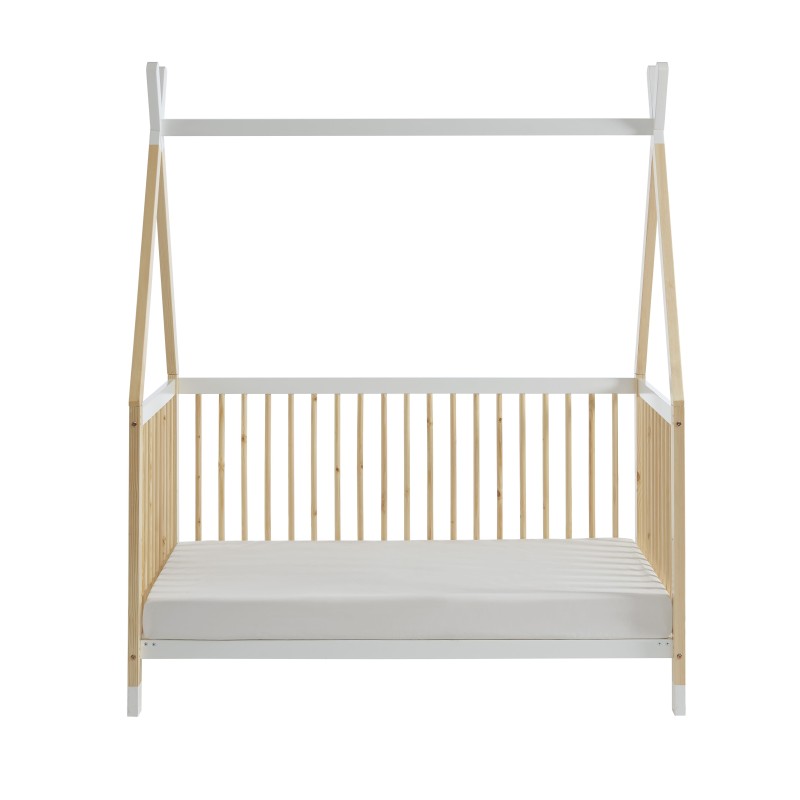 Lit bébé TIPI pin et blanc 70x140 sommier inclus