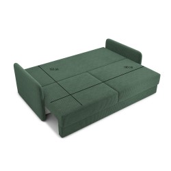 Canapé droit LUKA convertible velours côtelé vert 3 places