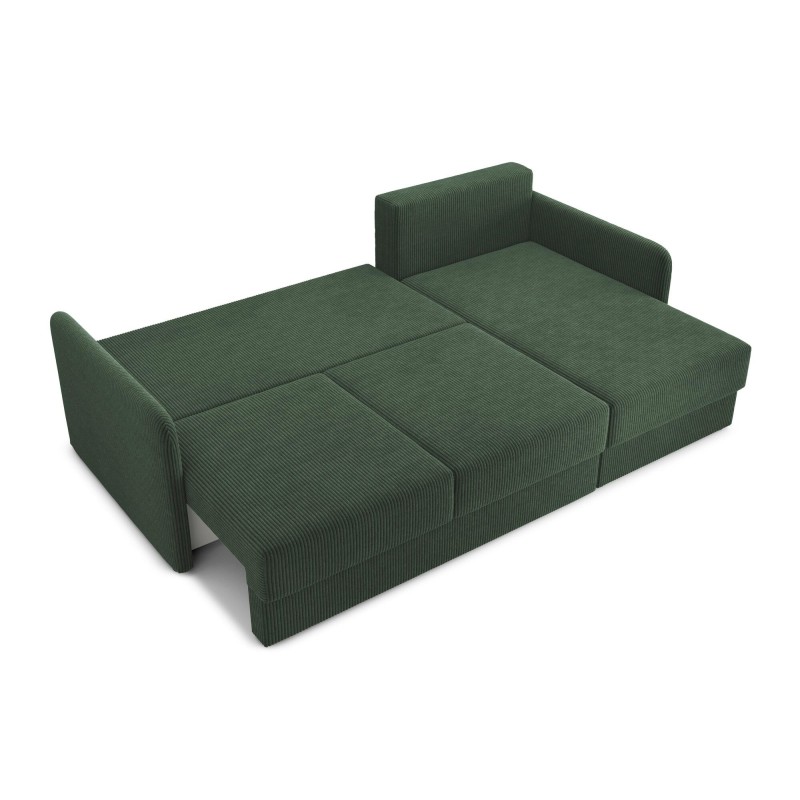 Canapé d'angle LUKA convertible velours côtelé vert 4 places