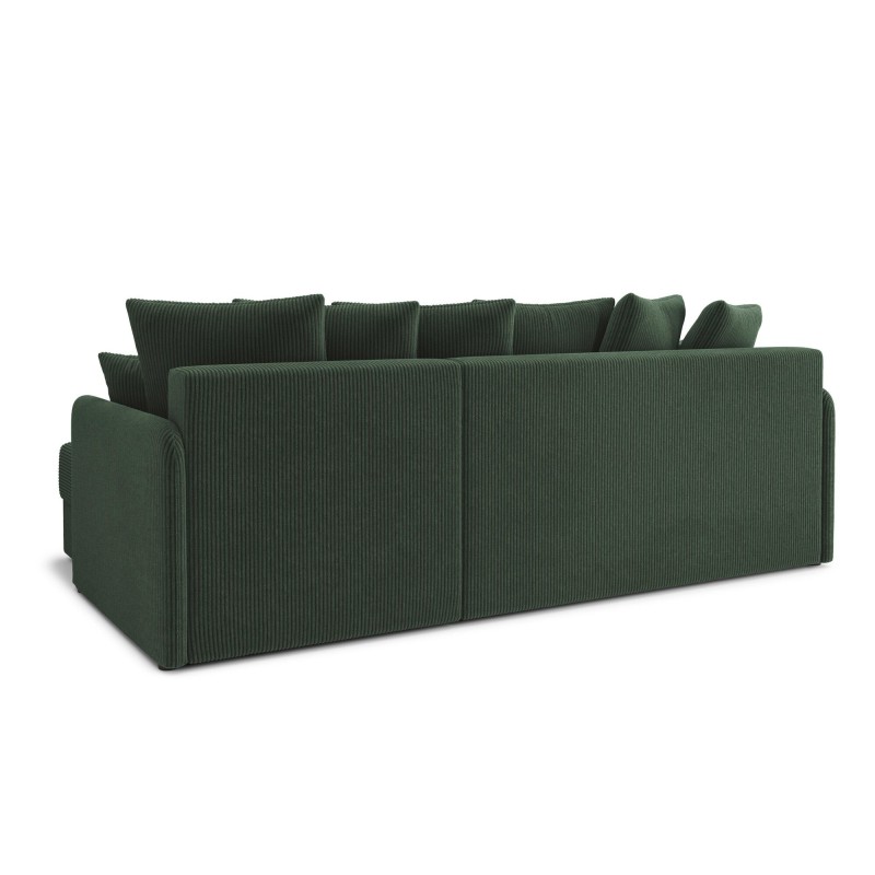 Canapé d'angle LUKA convertible velours côtelé vert 4 places
