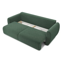 Canapé droit REFA convertible velours côtelé vert 3 places