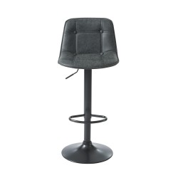 Lot de 2 tabourets TOM en PU noir avec pieds noir