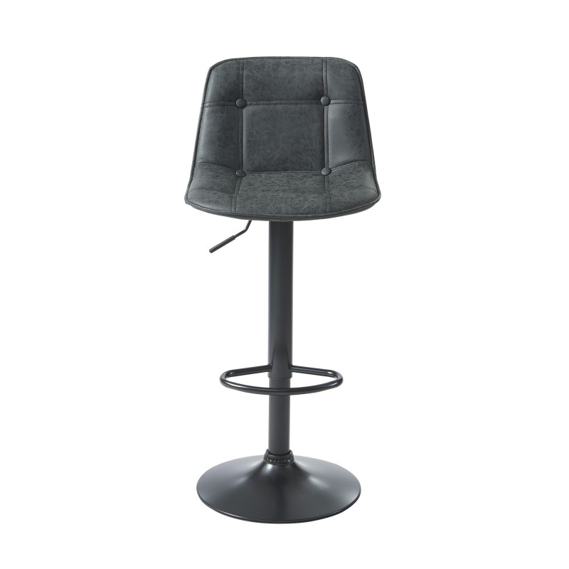 Lot de 2 tabourets TOM en PU noir avec pieds noir