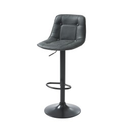 Lot de 2 tabourets TOM en PU noir avec pieds noir
