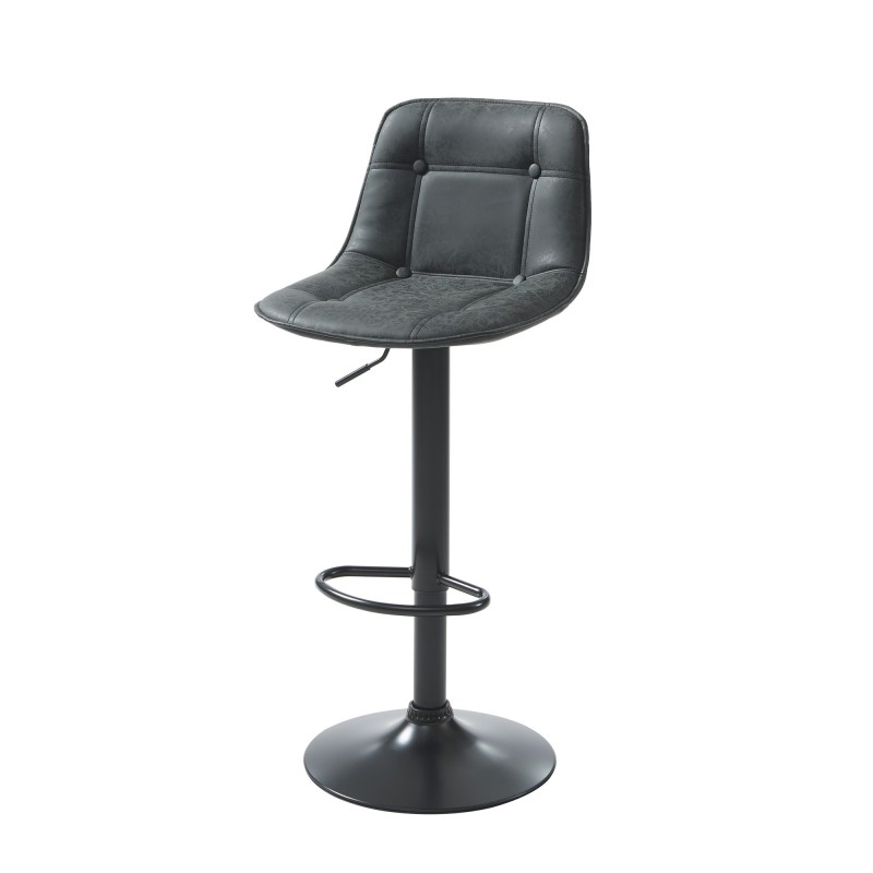 Lot de 2 tabourets TOM en PU noir avec pieds noir
