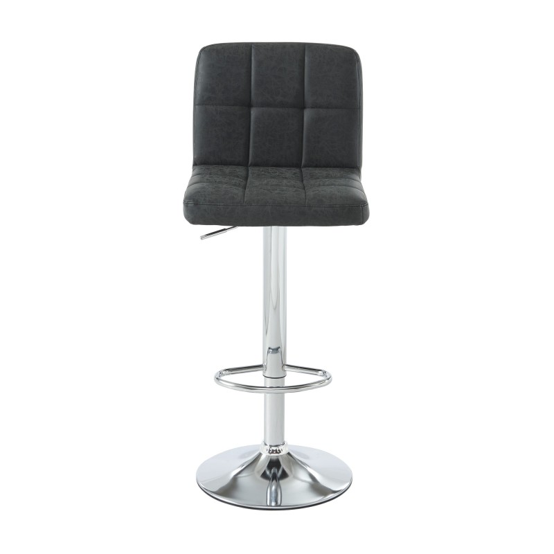 Lot de 2 tabourets GARY en PU noir avec pieds argenté