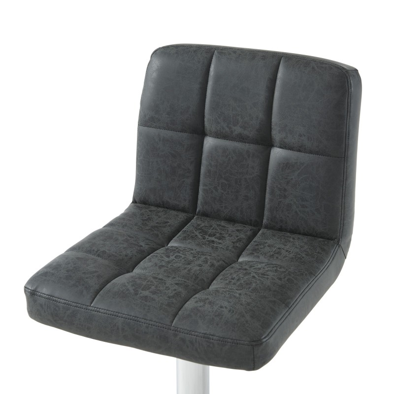 Lot de 2 tabourets GARY en PU noir avec pieds argenté