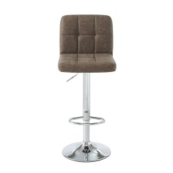 Lot de 2 tabourets GARY en PU marron avec pieds argenté