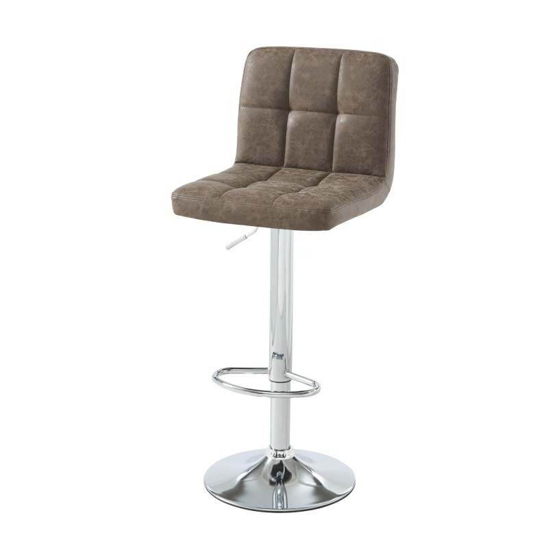 Lot de 2 tabourets GARY en PU marron avec pieds argenté