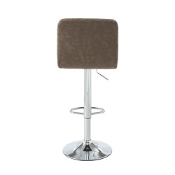 Lot de 2 tabourets GARY en PU marron avec pieds argenté