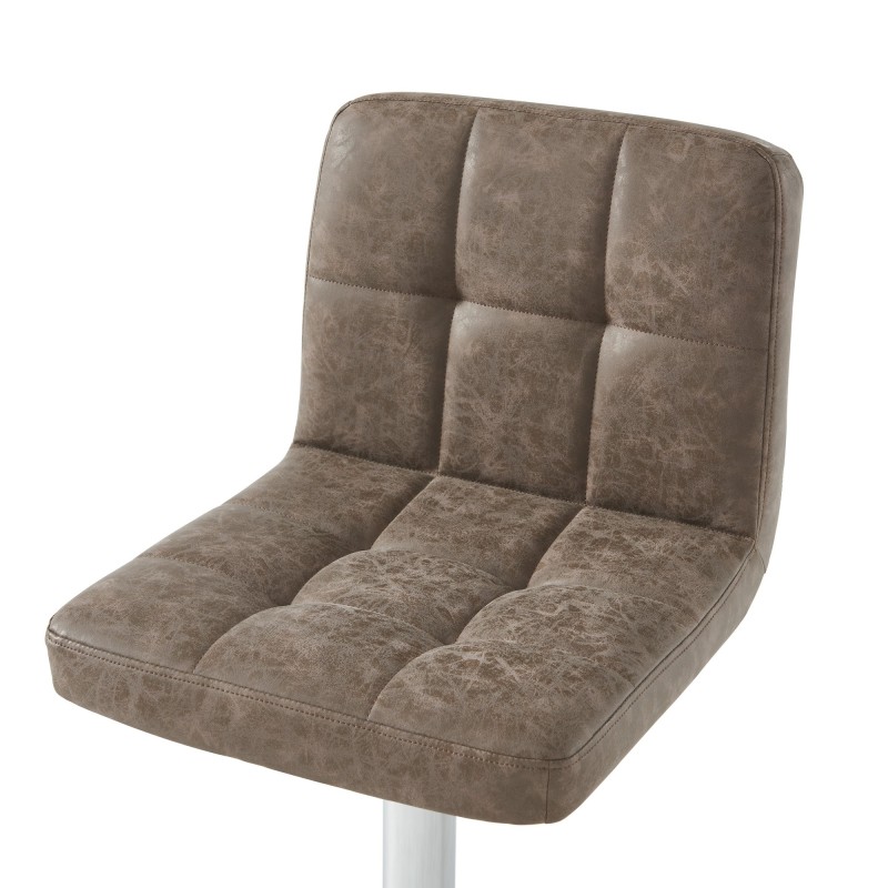 Lot de 2 tabourets GARY en PU marron avec pieds argenté
