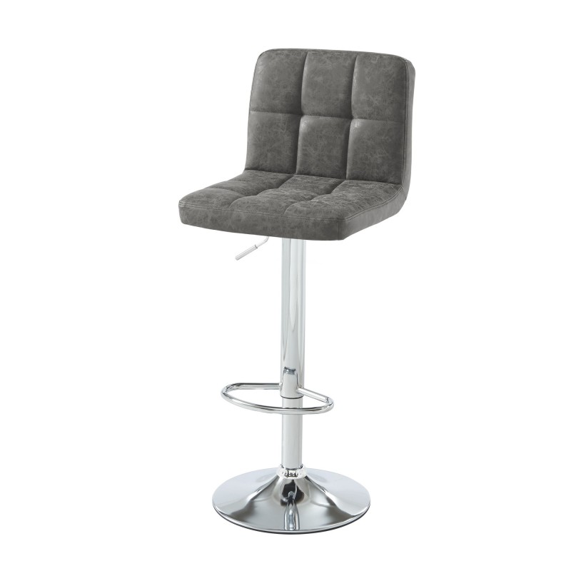 Lot de 2 tabourets GARY en PU gris avec pieds argenté
