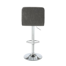 Lot de 2 tabourets GARY en PU gris avec pieds argenté