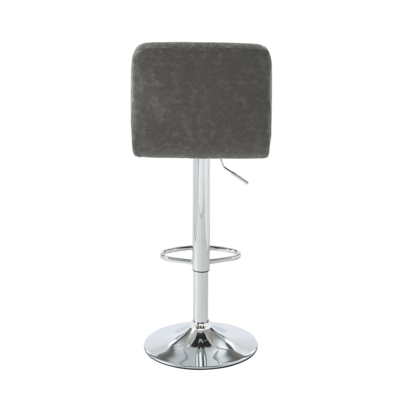Lot de 2 tabourets GARY en PU gris avec pieds argenté