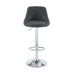 Lot de 2 tabourets MATT en PU noir avec pieds argenté