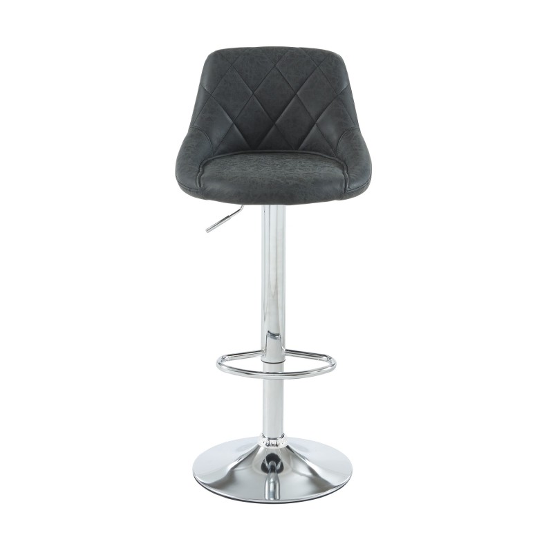Lot de 2 tabourets MATT en PU noir avec pieds argenté