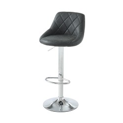 Lot de 2 tabourets MATT en PU noir avec pieds argenté