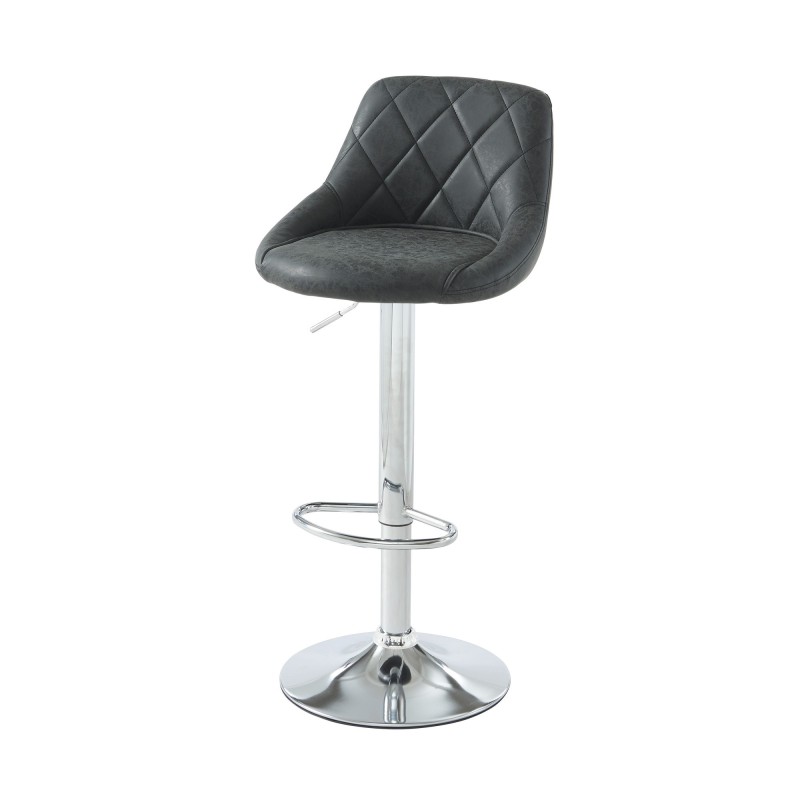 Lot de 2 tabourets MATT en PU noir avec pieds argenté