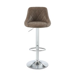 Lot de 2 tabourets MATT en PU marron avec pieds argenté
