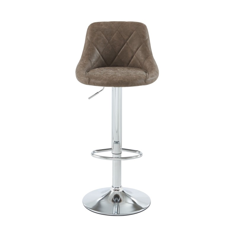 Lot de 2 tabourets MATT en PU marron avec pieds argenté