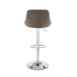 Lot de 2 tabourets MATT en PU marron avec pieds argenté
